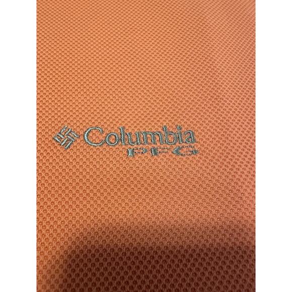 Columbia PFG Polo Shirt Mens L Omni Shade Orange Vented Fishing - Picture 5 of 8